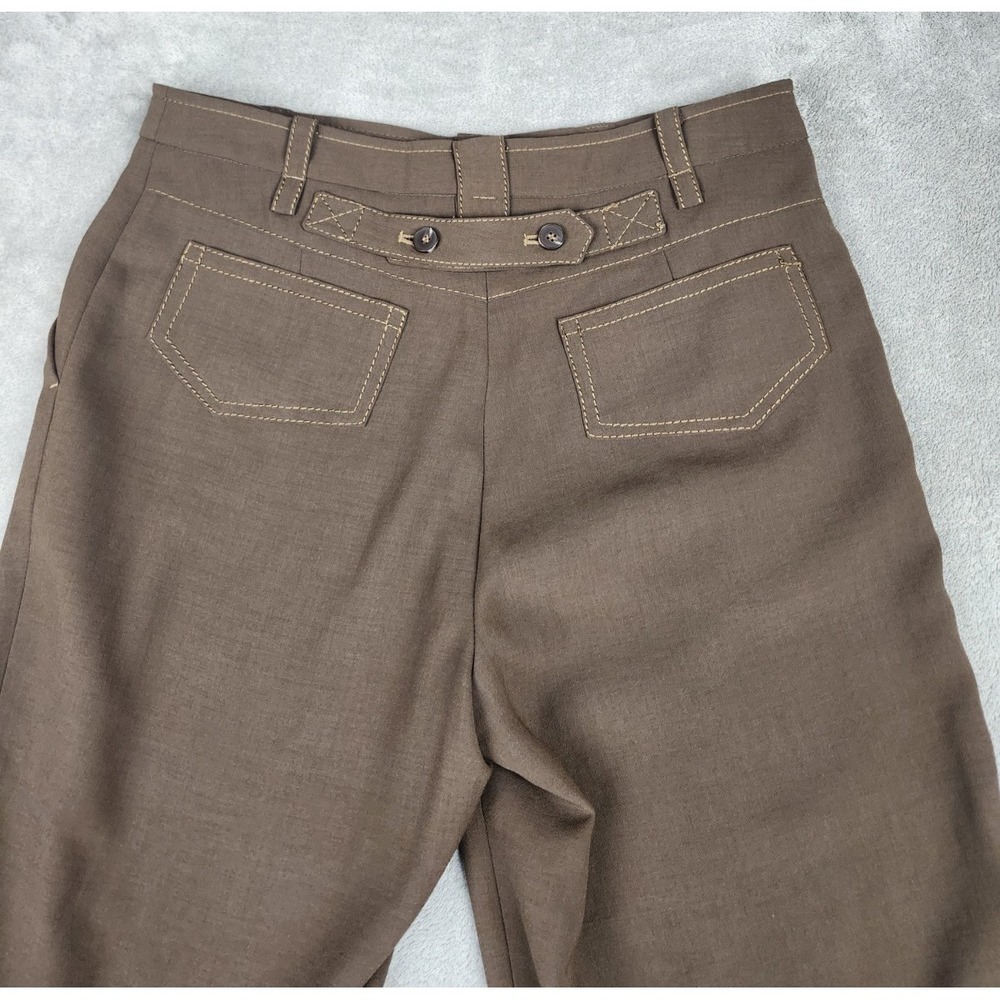 G Always Brown Wide Leg Flat Front Trousers Buckle Back Size M (073)